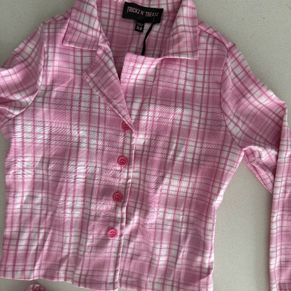 NWT Dollskill 4 pc Clueless Pink Plaid Costume/Pink Set Regina George Costume XS - Picture 7 of 15